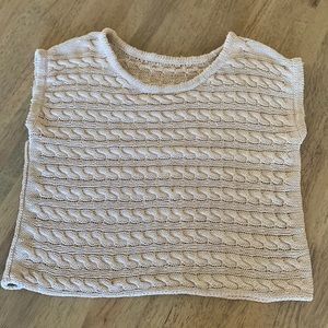 American Apparel Cable Knit Cap Sleeve Sweater Top